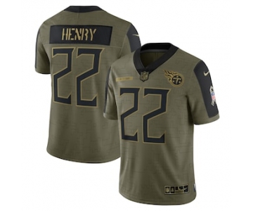 Men's Tennessee Titans #22 Derrick Henry Nike Olive 2021 Salute To Service Limited Player Jersey