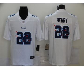 Men's Tennessee Titans #22 Derrick Henry White 2020 Shadow Logo Vapor Untouchable Stitched NFL Nike Limited Jersey