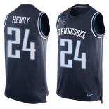 Men's Tennessee Titans #24 Derrick Henry Navy Blue Hot Pressing Player Name & Number Nike NFL Tank Top Jersey