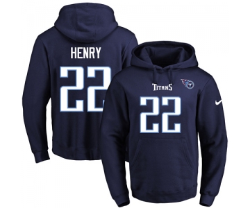 Nike Titans #22 Derrick Henry Navy Blue Name & Number Pullover NFL Hoodie