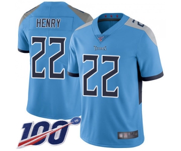 Titans #22 Derrick Henry Light Blue Alternate Men's Stitched Football 100th Season Vapor Limited Jersey