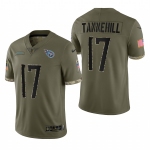Men's Womens Youth Kids Tennessee Titans #17 Ryan Tannehill 2022 Olive Salute To Service Limited Stitched Jersey