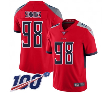 Nike Titans #98 Jeffery Simmons Red Men's Stitched NFL Limited Inverted Legend 100th Season Jersey