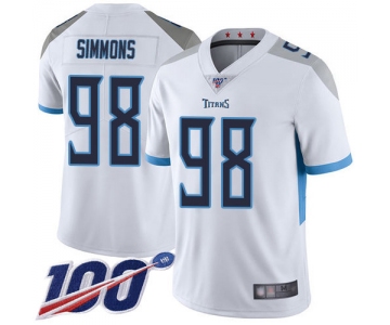 Nike Titans #98 Jeffery Simmons White Men's Stitched NFL 100th Season Vapor Limited Jersey