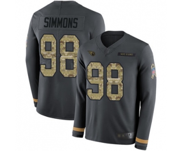 Titans #98 Jeffery Simmons Anthracite Salute to Service Men's Stitched Football Limited Therma Long Sleeve Jersey