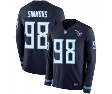 Titans #98 Jeffery Simmons Navy Blue Team Color Youth Stitched Football Limited Therma Long Sleeve Jersey