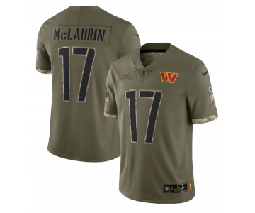 Men's Washington Commanders #17 Terry McLaurin 2022 Olive Salute To Service Limited Stitched Jersey