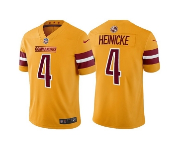 Men's Washington Commanders #4 Taylor Heinicke Gold Vapor Untouchable Stitched Football Jersey