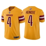 Men's Womens Youth Kids Washington Commanders #4 Taylor Heinicke Gold Vapor Untouchable Stitched Football Jersey