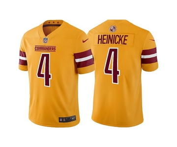 Men's Womens Youth Kids Washington Commanders #4 Taylor Heinicke Gold Vapor Untouchable Stitched Football Jersey