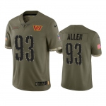 Men's Womens Youth Kids Washington Commanders #93 Jonathan Allen 2022 Olive Salute To Service Limited Stitched Jersey