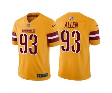 Men's Womens Youth Kids Washington Commanders #93 Jonathan Allen Gold Vapor Untouchable Stitched Football Jersey