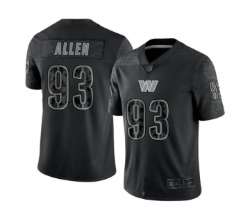 Men's Womens Youth Kids Washington Commanders #93 Jonathan Allen Nike Black RFLCTV Limited Jersey