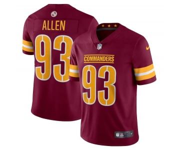 Men's Womens Youth Kids Washington Commanders #93 Jonathan Allen Nike Burgundy Vapor Limited Jersey