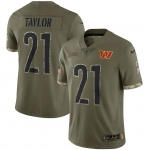 Men's Womens Youth Kids Washington Commanders #21 Sean Taylor 2022 Olive Salute To Service Limited Stitched Jersey