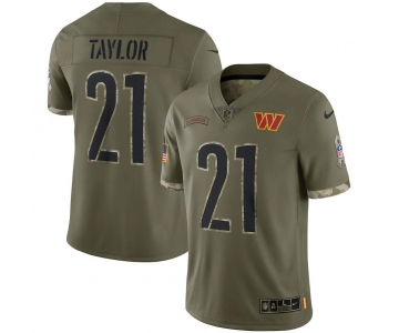 Men's Womens Youth Kids Washington Commanders #21 Sean Taylor 2022 Olive Salute To Service Limited Stitched Jersey