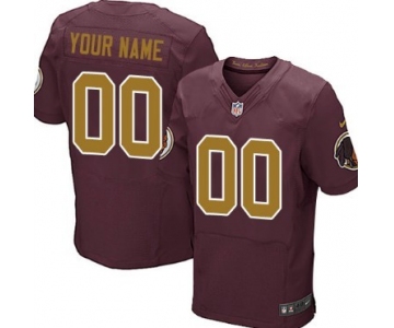 Men's Nike Washington Redskins Customized Red With Gold Elite Jersey