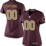 Women's Nike Washington Redskins Customized Red With Gold Limited Jersey