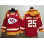 Men's Kansas City Chiefs #25 Clyde Edwards-Helaire Red Lace-Up Pullover Hoodie