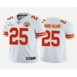 Men's Kansas City Chiefs #25 Clyde Edwards-Helaire White 2021 Super Bowl LV Vapor Untouchable Stitched Nike Limited NFL Jersey