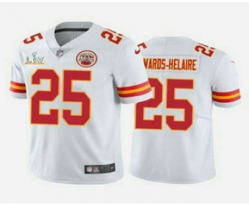 Men's Kansas City Chiefs #25 Clyde Edwards-Helaire White 2021 Super Bowl LV Vapor Untouchable Stitched Nike Limited NFL Jersey