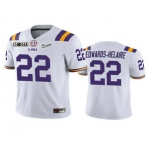 Men's LSU Tigers #22 Clyde Edwards-Helaire White 2020 National Championship Game Jersey