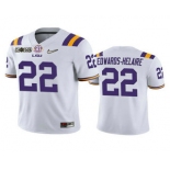 Men's LSU Tigers #22 Clyde Edwards-Helaire White 2020 National Championship Game Jersey