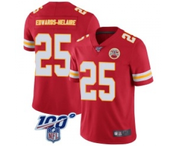 Men's Nike Kansas City Chiefs #25 Clyde Edwards-Helaire Limited Red 100th Vapor Jersey