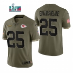 Men's Womens Youth Kids Kansas City Chiefs #25 Clyde Edwards-Helaire 2022 Salute To Service Olive Limited Jersey