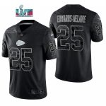 Men's Womens Youth Kids Kansas City Chiefs #25 Clyde Edwards-Helaire Black Reflective Limited Jersey