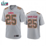 Men's Womens Youth Kids Kansas City Chiefs #25 Clyde Edwards-Helaire Super Bowl LVII Patch Atmosphere Fashion Game Jersey - Gray