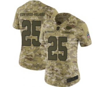 Women's Nike Kansas City Chiefs #25 Clyde Edwards-Helaire Limited Camo 2018 Salute to Service Jersey