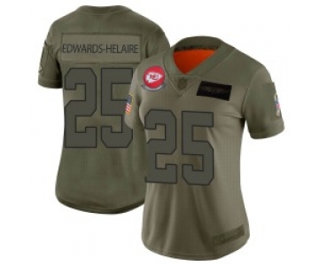 Women's Nike Kansas City Chiefs #25 Clyde Edwards-Helaire Limited Camo 2019 Salute to Service Jersey