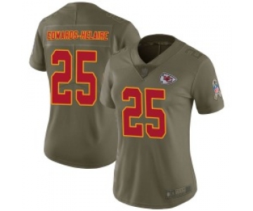 Women's Nike Kansas City Chiefs #25 Clyde Edwards-Helaire Limited Green 2017 Salute to Service Jersey