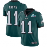 Mens Womens Youth Kids Philadelphia Eagles #11 A.J. Brown Green Team Color Super Bowl LVII Patch Stitched Vapor Untouchable Limited Jersey