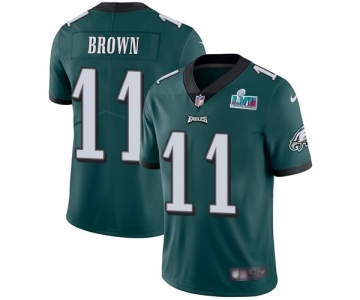Mens Womens Youth Kids Philadelphia Eagles #11 A.J. Brown Green Team Color Super Bowl LVII Patch Stitched Vapor Untouchable Limited Jersey