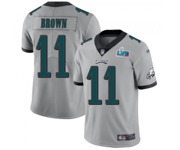 Mens Womens Youth Kids Philadelphia Eagles #11 A.J. Brown Silver Super Bowl LVII Patch Stitched Limited Inverted Legend Jersey