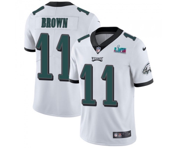 Mens Womens Youth Kids Philadelphia Eagles #11 A.J. Brown White Super Bowl LVII Patch Stitched Vapor Untouchable Limited Jersey
