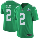 Mens Womens Youth Kids Philadelphia Eagles #2 Darius Slay Jr. Green Super Bowl LVII Patch Stitched Limited Rush Jersey