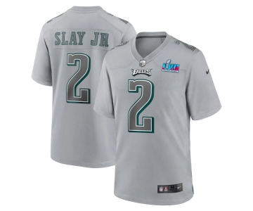 Mens Womens Youth Kids Philadelphia Eagles #2 Darius Slay Jr. Super Bowl LVII Patch Atmosphere Fashion Game Jersey - Gray