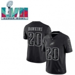 Mens Womens Youth Kids Philadelphia Eagles #20 Brian Dawkins Super Bowl LVII Patch Black RFLCTV Limited Jersey