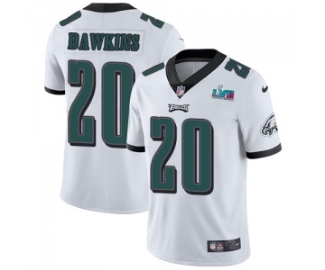 Mens Womens Youth Kids Philadelphia Eagles #20 Brian Dawkins White Super Bowl LVII Patch Stitched Vapor Untouchable Limited Jersey