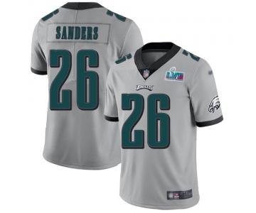 Mens Womens Youth Kids Philadelphia Eagles #26 Miles Sanders Silver Super Bowl LVII Patch Stitched Limited Inverted Legend Jersey