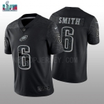 Mens Womens Youth Kids Philadelphia Eagles #6 DeVonta Smith Super Bowl LVII Patch Black RFLCTV Limited Jersey