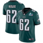 Mens Womens Youth Kids Philadelphia Eagles #62 Jason Kelce Green Team Color Super Bowl LVII Patch Stitched Vapor Untouchable Limited Jersey