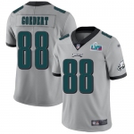 Mens Womens Youth Kids Philadelphia Eagles #88 Dallas Goedert Silver Super Bowl LVII Patch Stitched Limited Inverted Legend Jersey