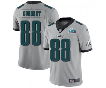 Mens Womens Youth Kids Philadelphia Eagles #88 Dallas Goedert Silver Super Bowl LVII Patch Stitched Limited Inverted Legend Jersey