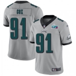 Mens Womens Youth Kids Philadelphia Eagles #91 Fletcher Cox Silver Super Bowl LVII Patch Stitched Limited Inverted Legend Jersey