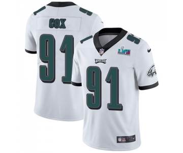 Mens Womens Youth Kids Philadelphia Eagles #91 Fletcher Cox White Super Bowl LVII Patch Stitched Vapor Untouchable Limited Jersey