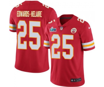 Mens Womens Youth Kids Kansas City Chiefs #25 Clyde Edwards-Helaire Red Team Color Super Bowl LVII Patch Stitched Vapor Untouchable Limited Jersey